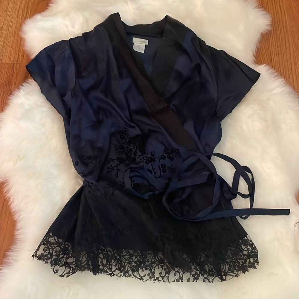 Silk and lace wrap top from Anthropologie